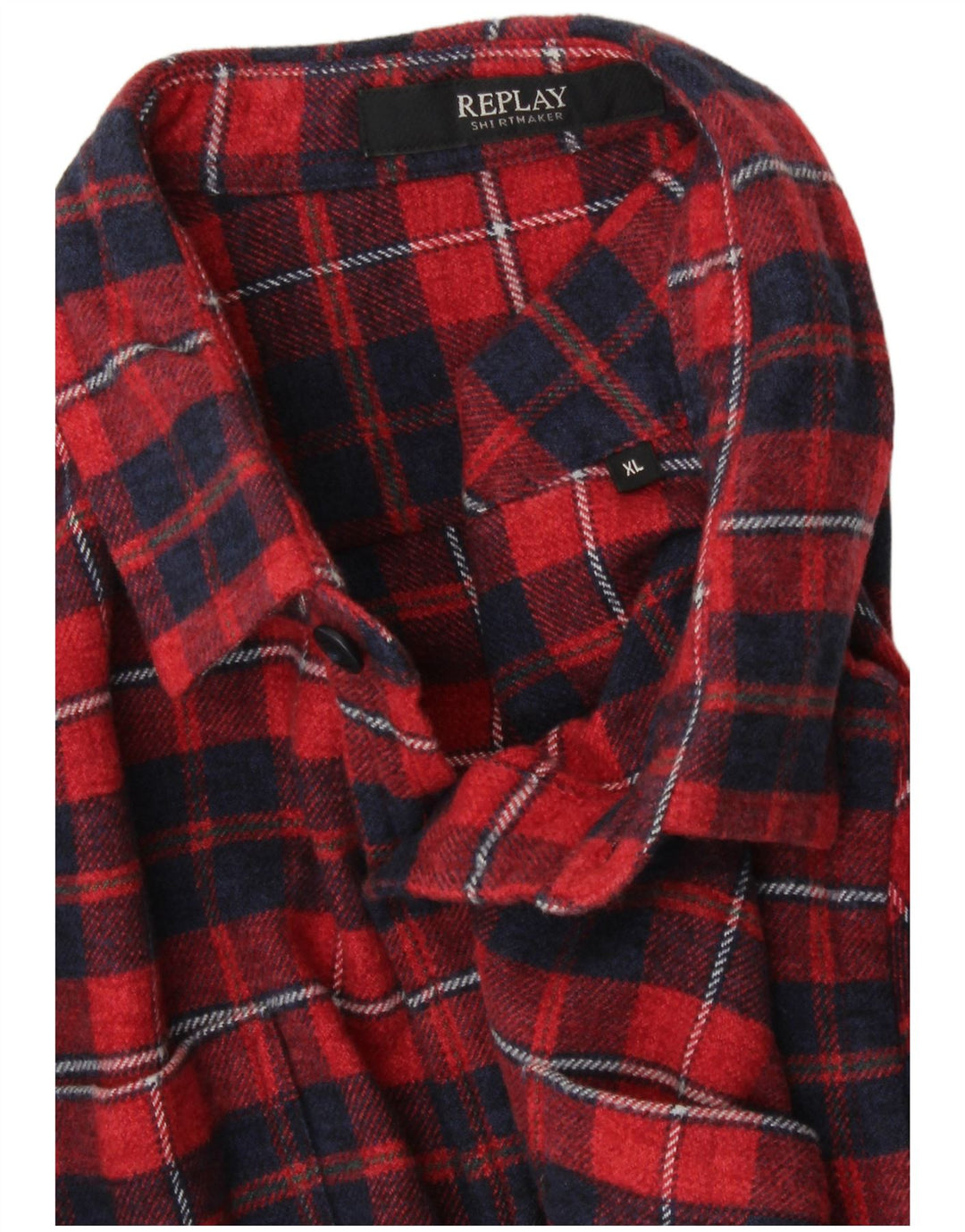 REPLAY Mens Flannel Shirt XL Red Check Cotton