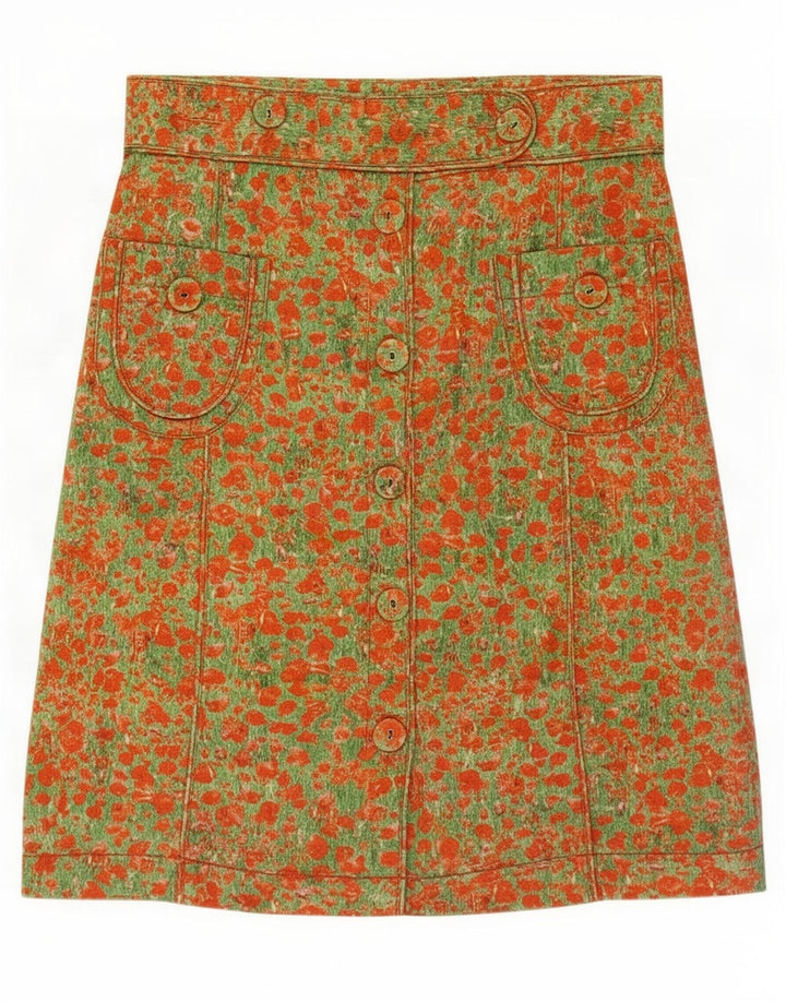 Paul Smith Womens Abstract Pattern A-Line Skirt Medium W30 Orange Cotton