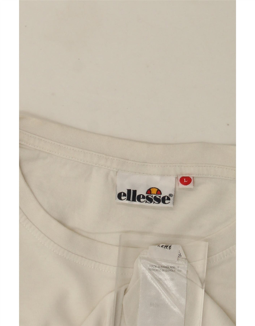 Ellesse Mens Graphic T-Shirt Top Large Off White Cotton