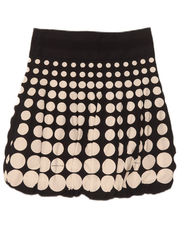 Karen Millen Womens Mini Bubble Skirt UK 8 Small W26 Black Geometric Cotton