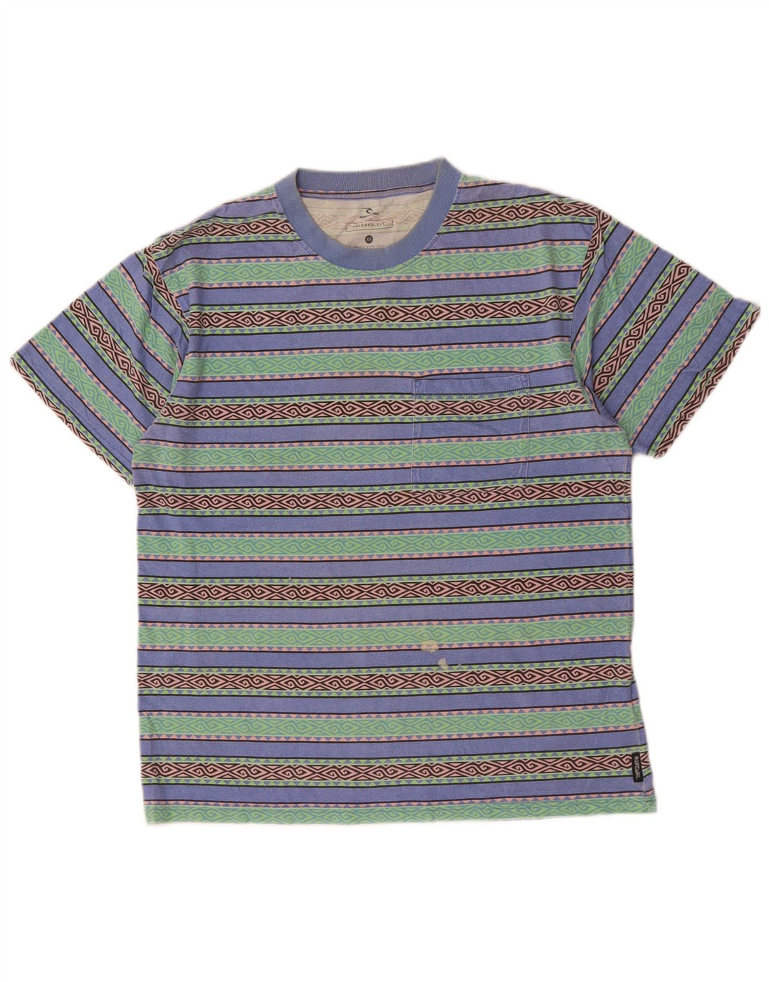 RIP CURL Mens Relaxed Fit T-Shirt Top XS Multicoloured Geometric Cotton