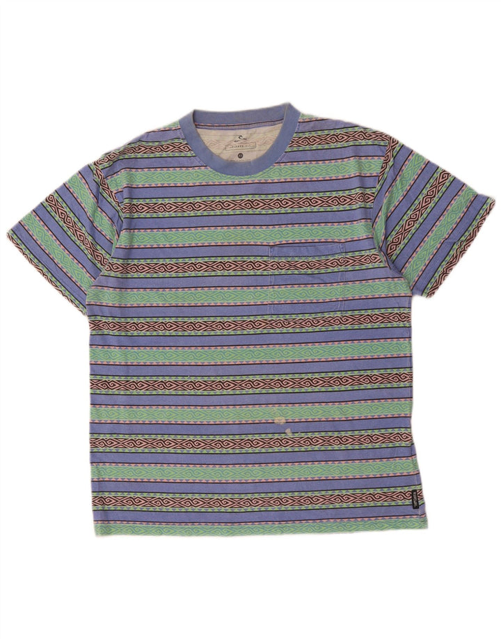 RIP CURL Mens Relaxed Fit T-Shirt Top XS Multicoloured Geometric Cotton
