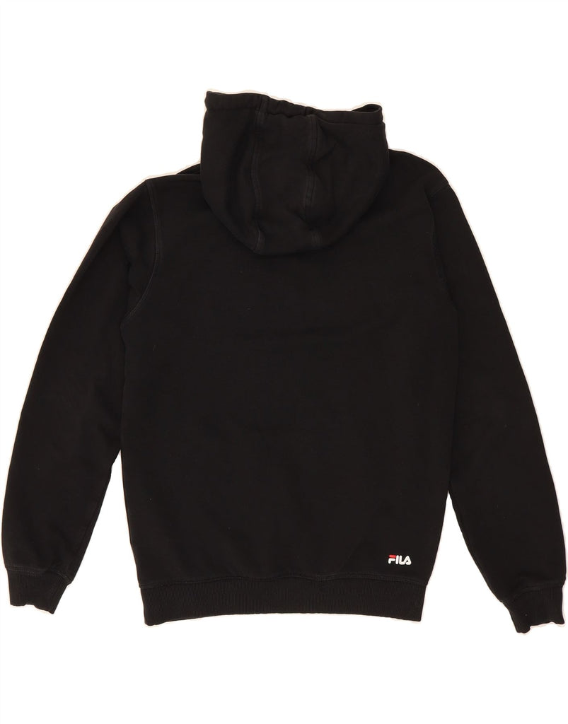 FILA Mens Graphic Hoodie Jumper XS Black Cotton Vintage Fila and Second-Hand Fila from Messina Hembry 
