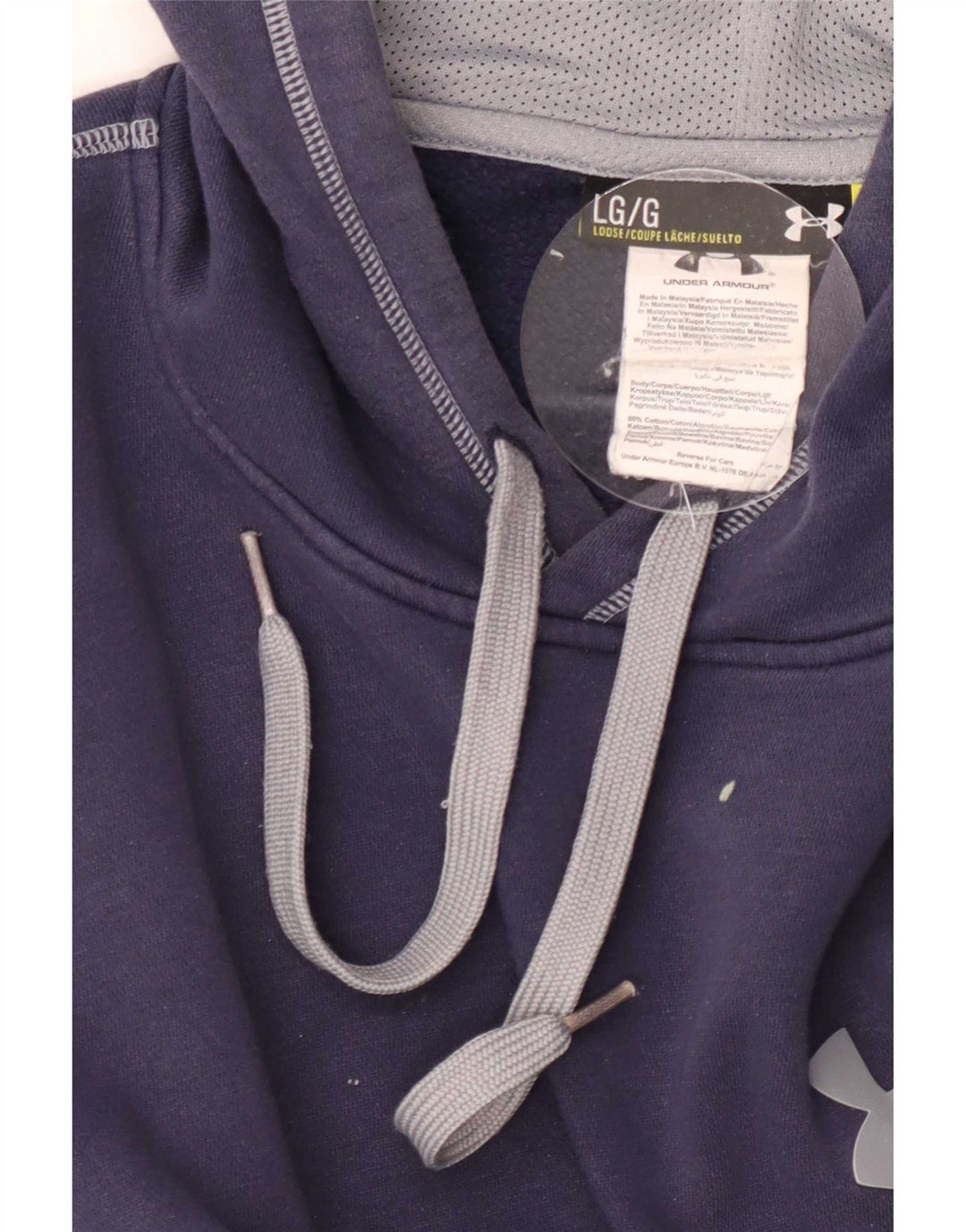 Under Armour Mens Hoodie Jumper Large Navy Blue Cotton