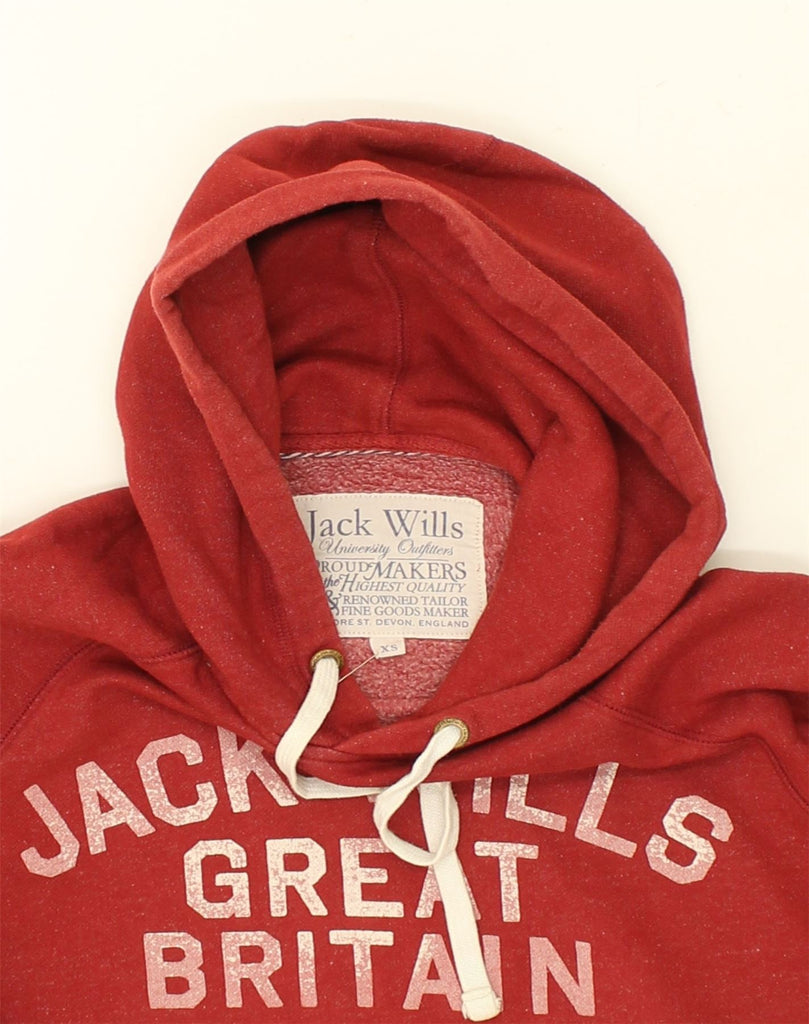 JACK WILLS Mens Graphic Hoodie Jumper XS Red Cotton | Vintage Jack Wills | Thrift | Second-Hand Jack Wills | Used Clothing | Messina Hembry 