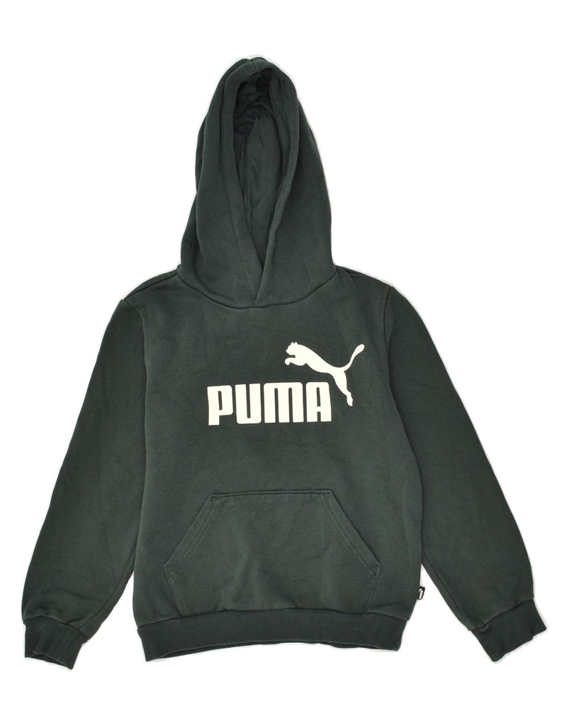 PUMA Boys Graphic Hoodie Jumper 9-10 Years Green Cotton | Vintage Puma | Thrift | Second-Hand Puma | Used Clothing | Messina Hembry 