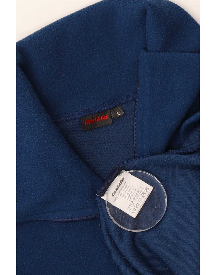 Invicta Mens Zip Neck Fleece Jumper Large Blue Polyester