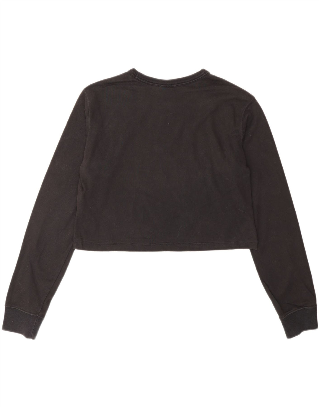 CHAMPION Womens Crop Graphic Top Long Sleeve UK 12 Medium Black Cotton