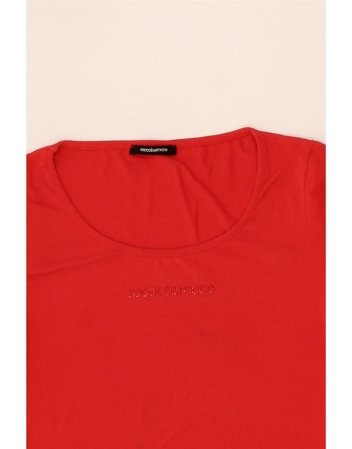 ROCCOBAROCCO Womens Graphic T-Shirt Top UK 6 XS Red Polyamide Vintage Roccobarocco and Second-Hand Roccobarocco from Messina Hembry 