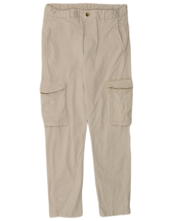 Zara Mens Slim Cargo Trousers EU 38 Small W30 L28 Off White Cotton