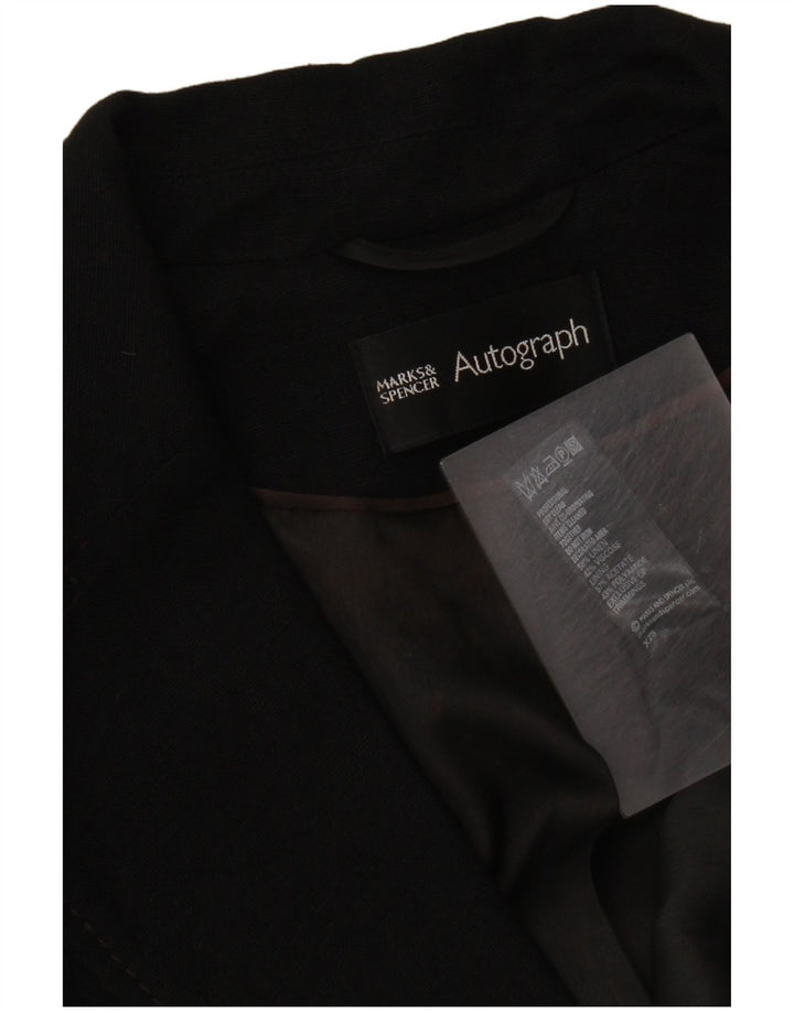 Marks & Spencer Womens Autograph Blazer Jacket UK 16 Large Black Linen