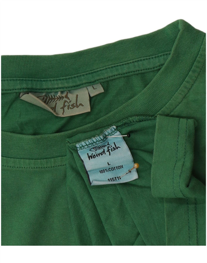 Weird Fish Mens Graphic T-Shirt Top Large Green Cotton