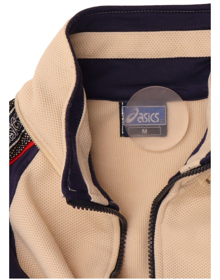 ASICS Mens Graphic Tracksuit Top Jacket Medium Beige Colourblock