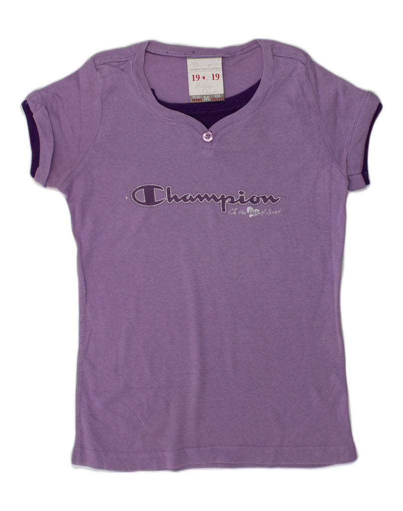 CHAMPION Girls Graphic T-Shirt Top 9-10 Years Medium Purple | Vintage Champion | Thrift | Second-Hand Champion | Used Clothing | Messina Hembry 