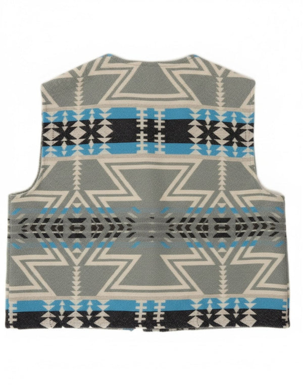 Vintage Mens Waistcoat XL Grey Fair Isle