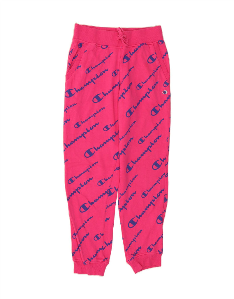 CHAMPION Girls Graphic Tracksuit Trousers Joggers 11-12 Years Large Pink Vintage Champion and Second-Hand Champion from Messina Hembry 