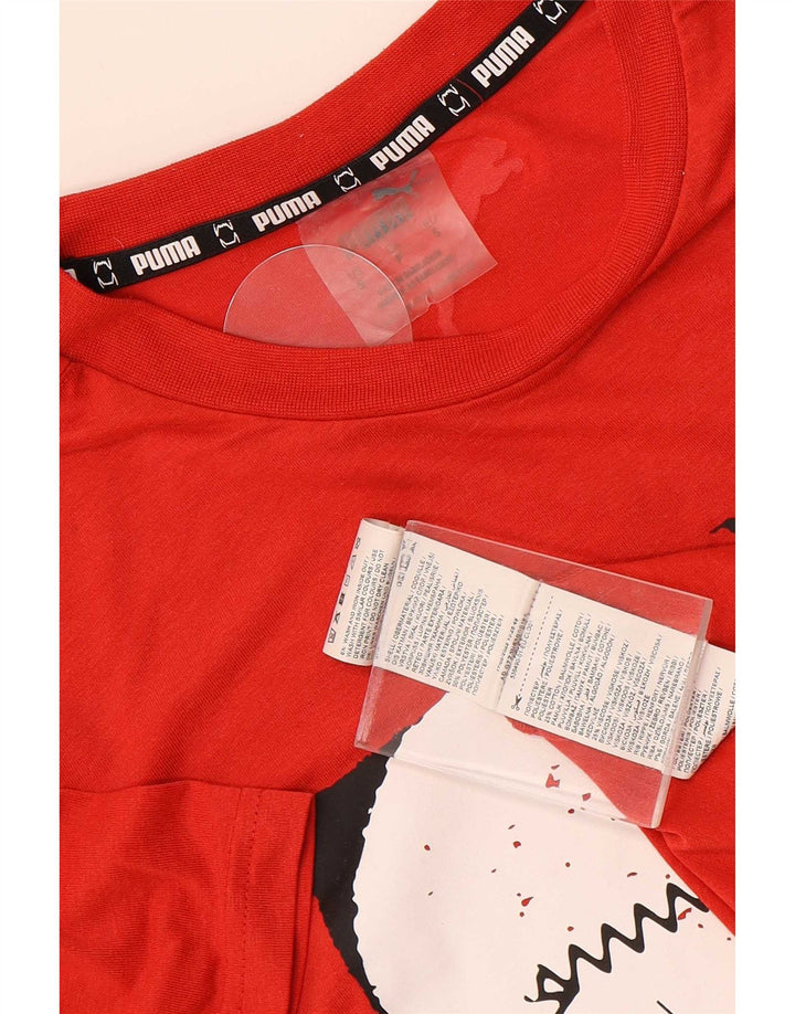 Puma Mens Graphic T-Shirt Top Small Red Polyester