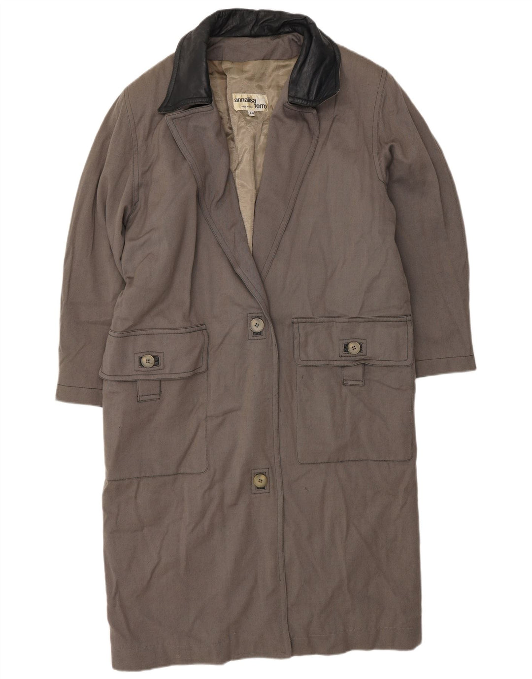 ANNALISA FERRO Womens Overcoat IT 44 Medium Grey Acrylic