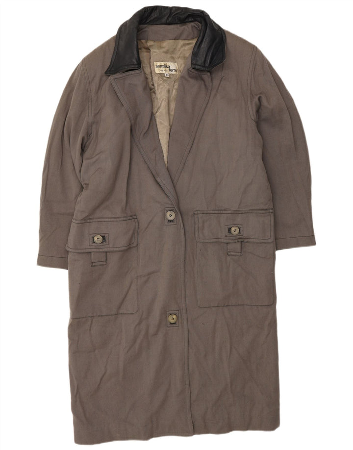 ANNALISA FERRO Womens Overcoat IT 44 Medium Grey Acrylic