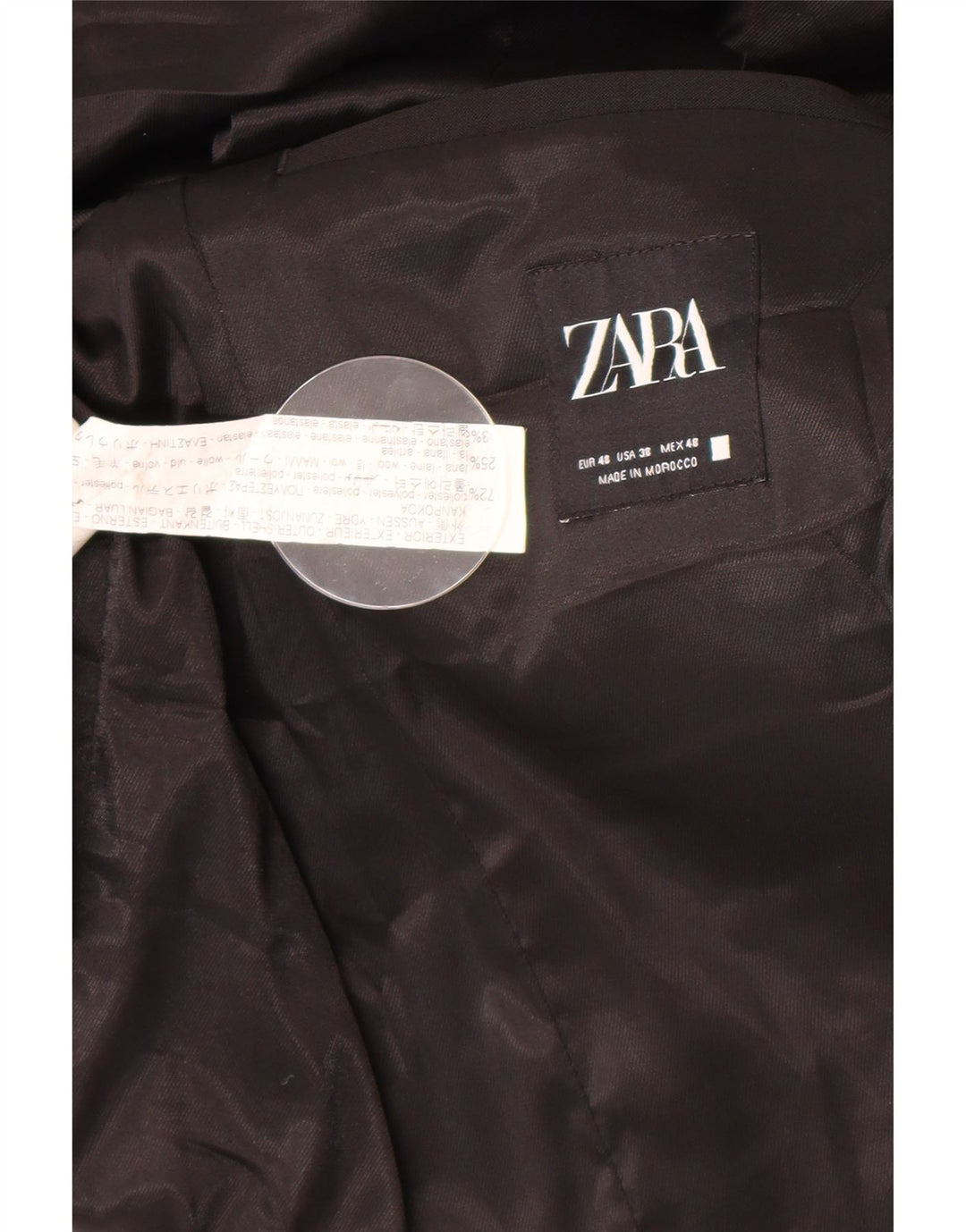 Zara Mens 2 Button Blazer Jacket EU 48 Medium Black Polyester