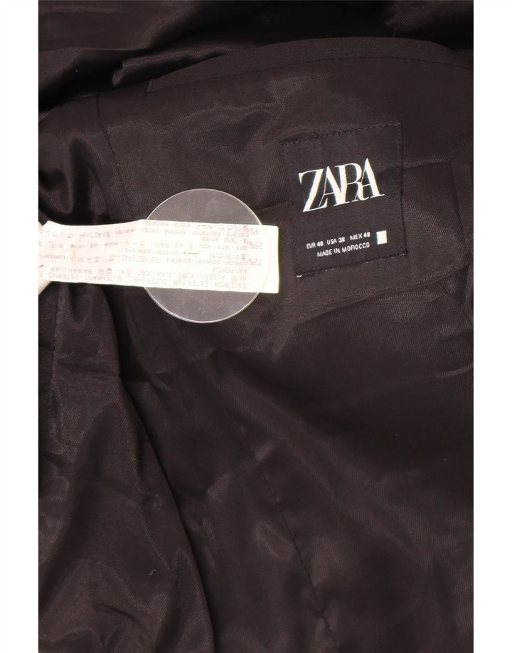 Zara Mens 2 Button Blazer Jacket EU 48 Medium Black Polyester