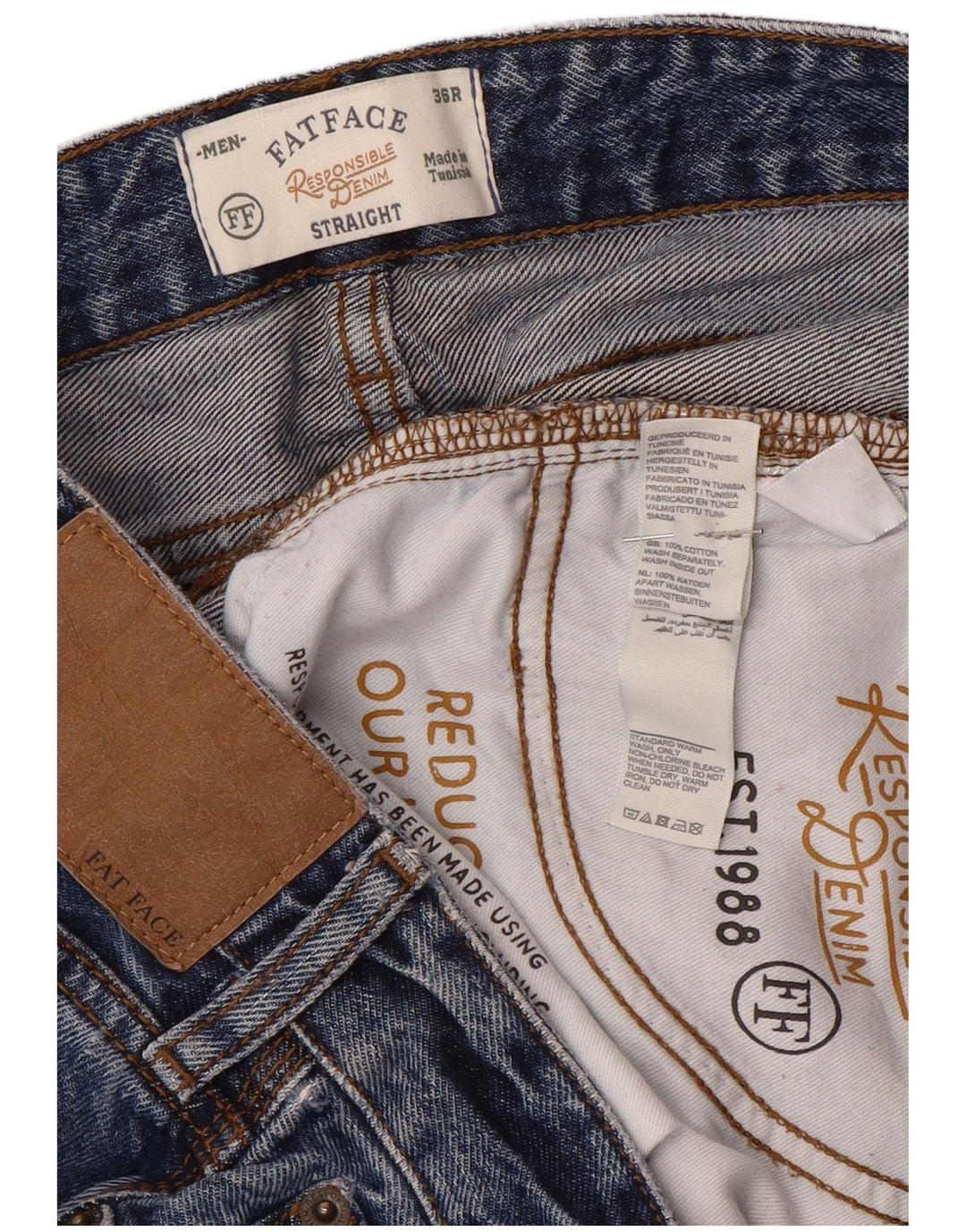 Fat Face Mens Straight Jeans W36 L32 Blue Cotton