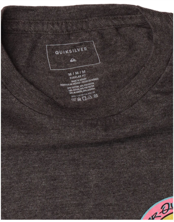 Quiksilver Mens Regular Fit Graphic T-Shirt Top Medium Grey Cotton