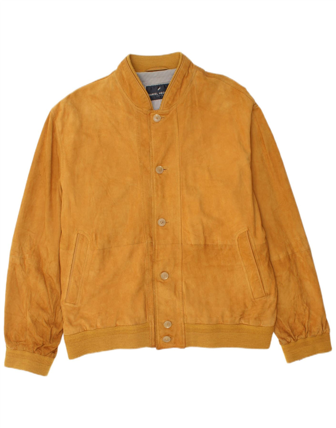 Daniel Hechter Mens Suede Bomber Jacket IT 54 2XL Yellow Leather