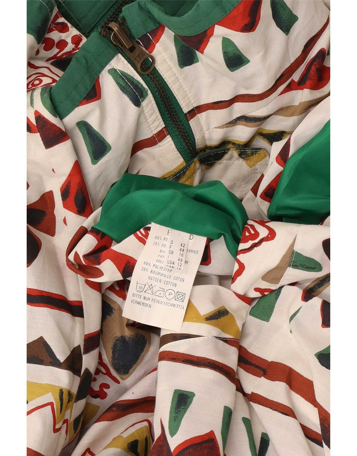 Vintage Womens Hooded Reversible Jacket UK 16 Large Green Geometric