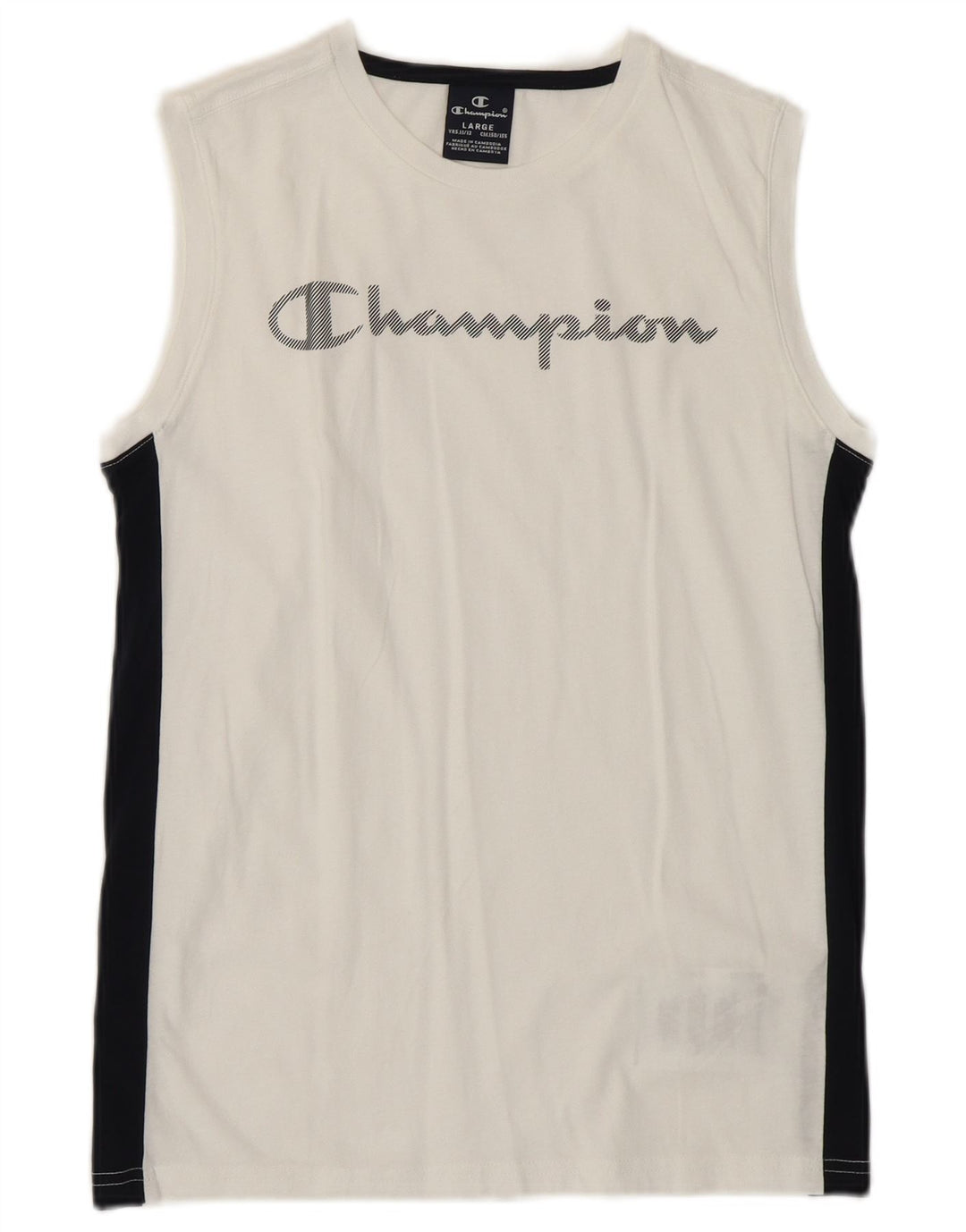 Champion Boys Graphic Vest Top 11-12 Years Large White Colourblock Sports