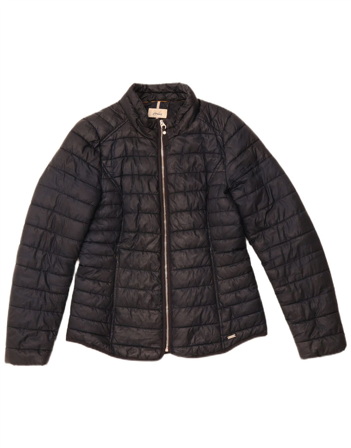JOULES Womens Padded Jacket UK 12 Medium  Black Polyester