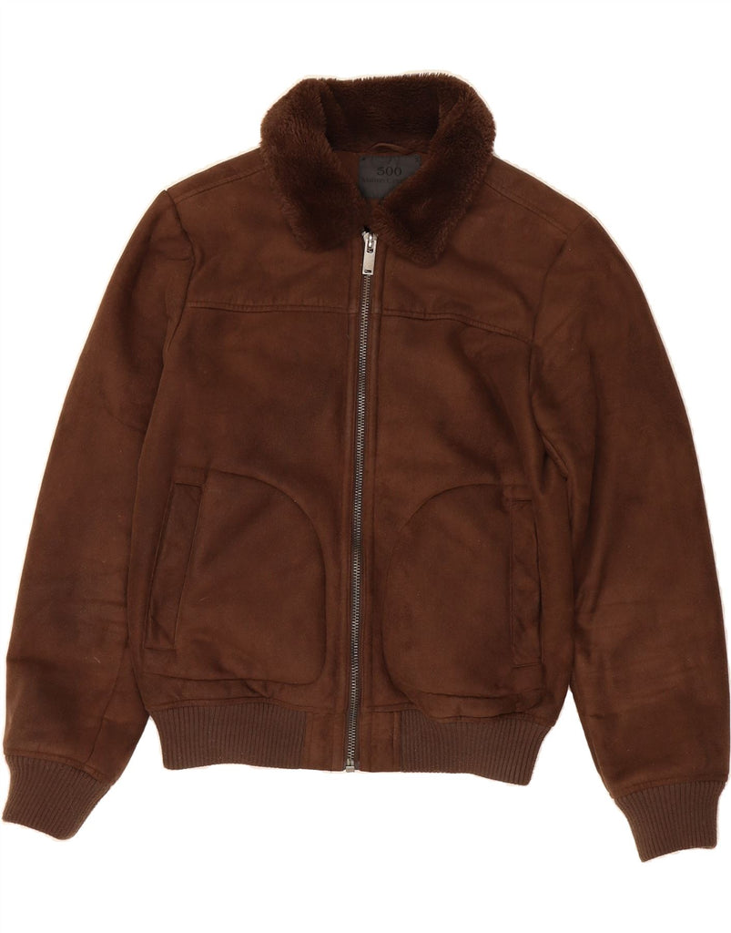 MAISON CINQCENT Mens Bomber Jacket UK 36 Small Brown Polyester Vintage Maison Cinqcent and Second-Hand Maison Cinqcent from Messina Hembry 
