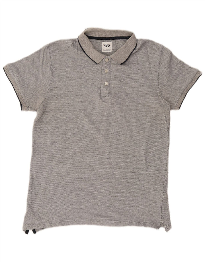 Zara Mens Polo Shirt Medium Grey Cotton