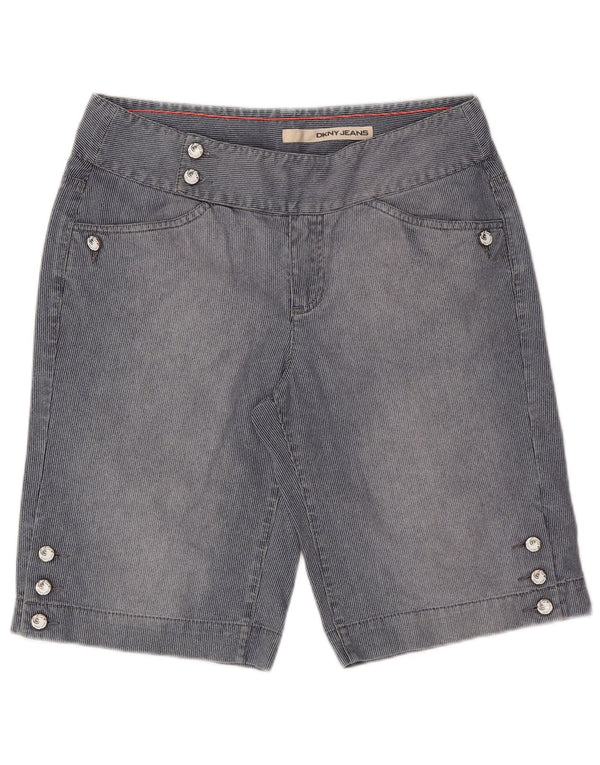 Dkny Womens Casual Shorts US 8 Medium W31 Navy Blue Pinstripe Cotton