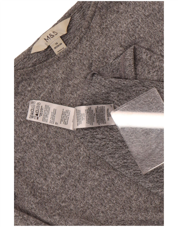 Marks & Spencer Womens Long Sleeve Sheath Dress UK 14 Medium Grey Flecked