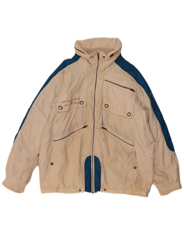 Colmar Mens Hooded Oversized Ski Jacket IT 50 Medium Off White Colourblock