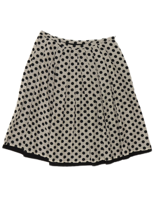 Benetton Womens Pleated A-Line Skirt IT 42 Medium W30 Grey Polka Dot Cotton