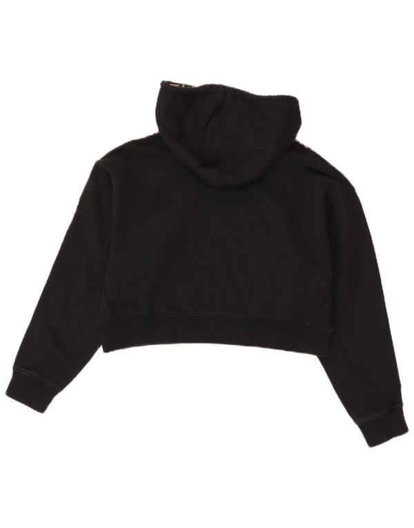 Adidas Womens Crop Oversized Hoodie Jumper UK 10 Small Black Animal Print