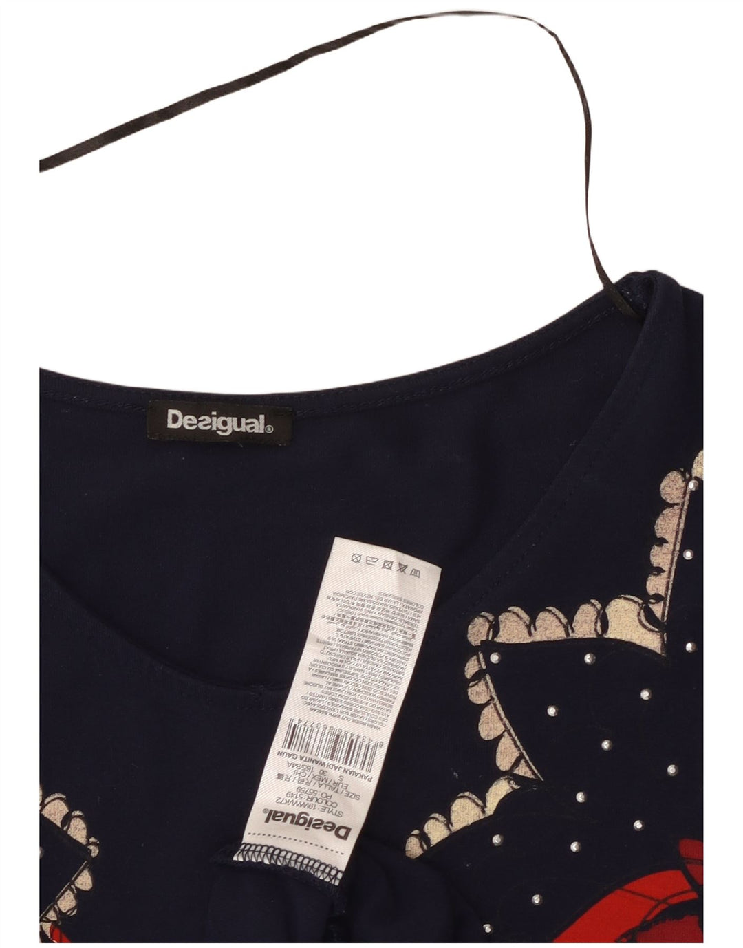 DESIGUAL Womens A-Line Dress UK 8 Small Navy Blue Floral Viscose