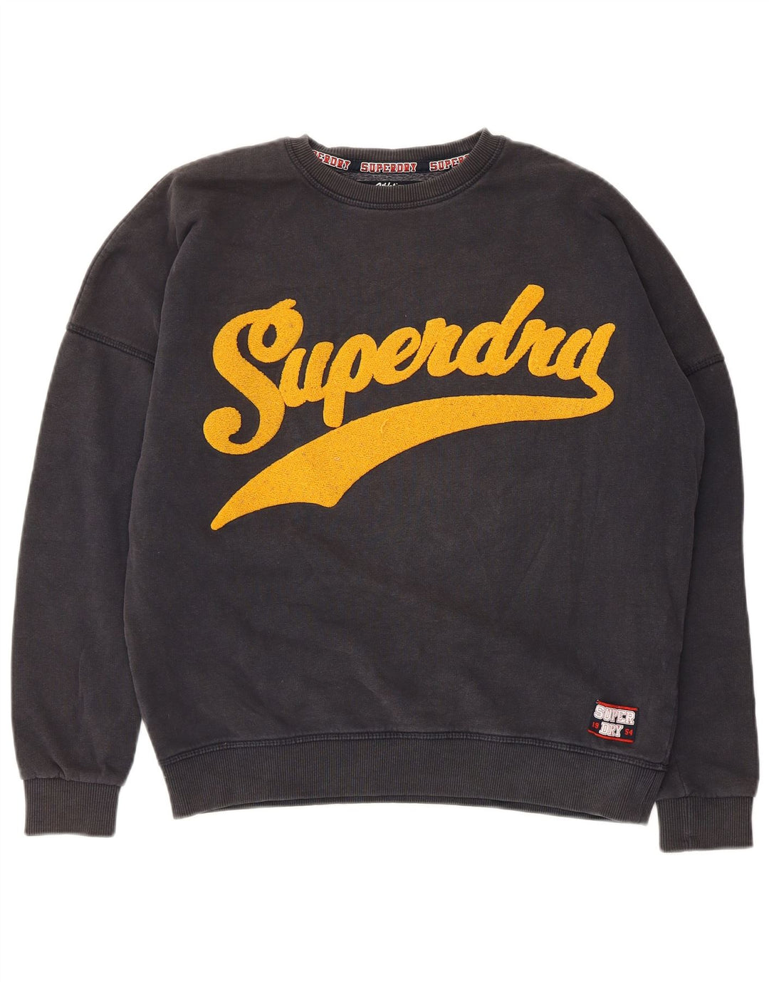 Superdry Mens Graphic Oversized Sweatshirt Jumper UK 8 Small Grey Cotton