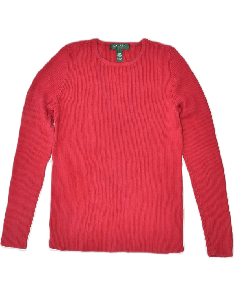 RALPH LAUREN Womens Crew Neck Jumper Sweater UK 10 Small Red Cotton | Vintage Ralph Lauren | Thrift | Second-Hand Ralph Lauren | Used Clothing | Messina Hembry 