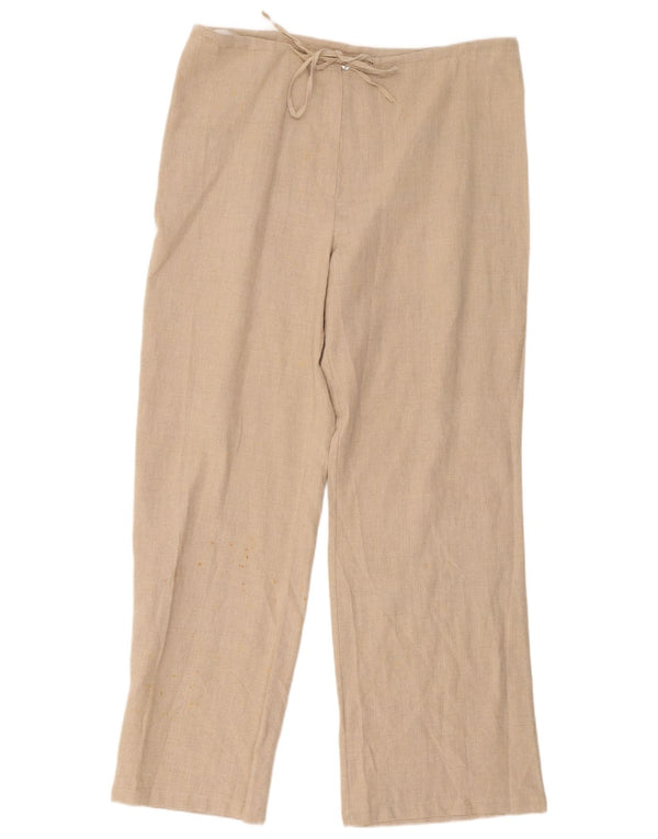 Marks & Spencer Womens High Waist Casual Trousers UK 16 Large W36 L30 Beige