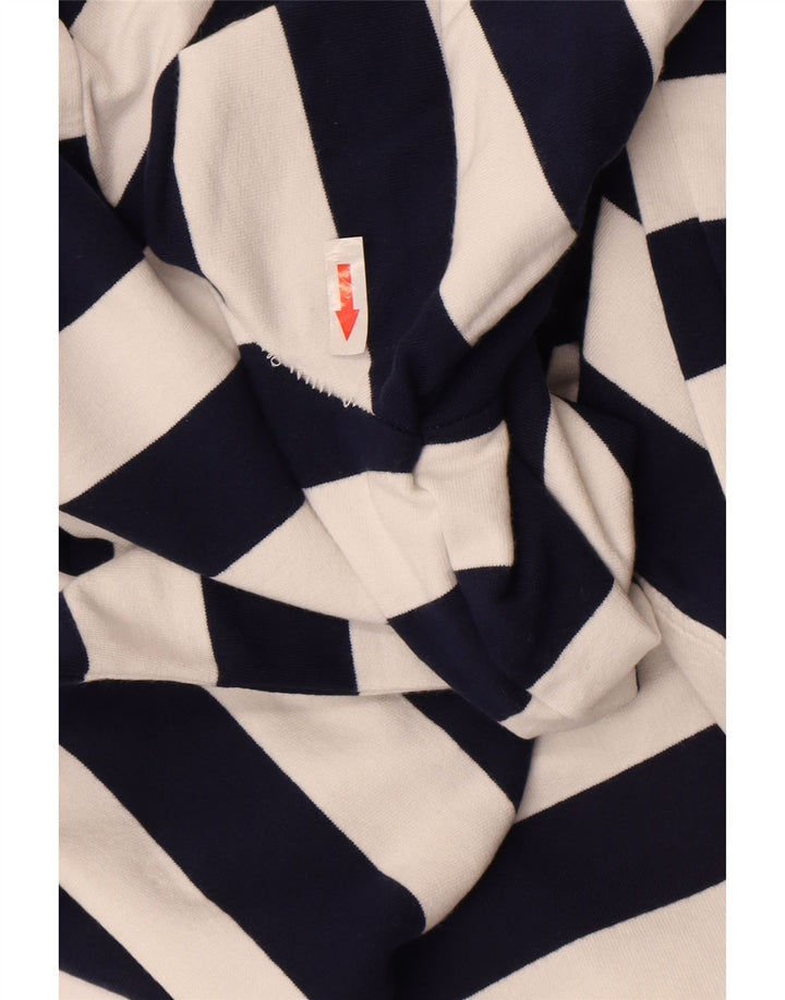 Joules Womens Button Neck Sweatshirt Jumper UK 8 Small Navy Blue Striped