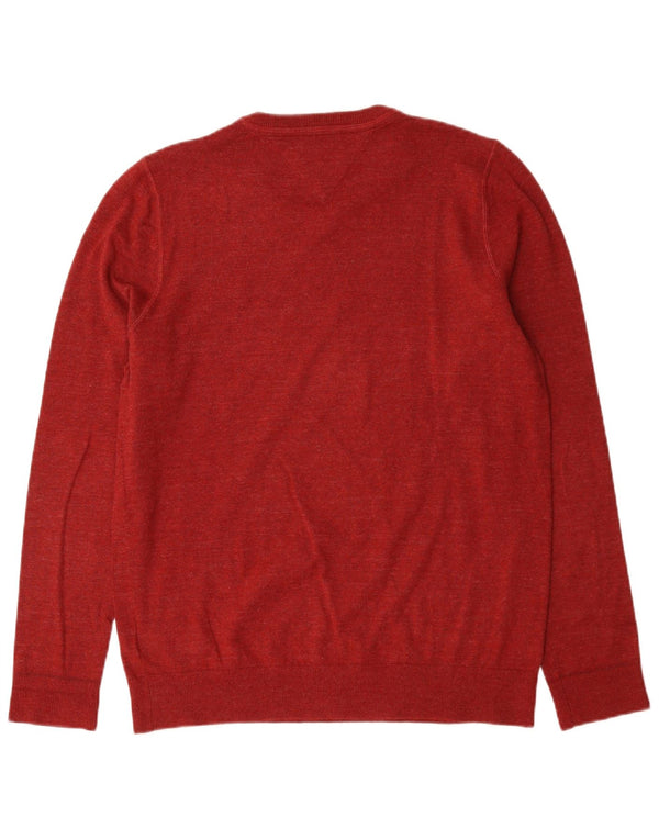 Tommy Hilfiger Mens Crew Neck Jumper Sweater XL Red Cotton