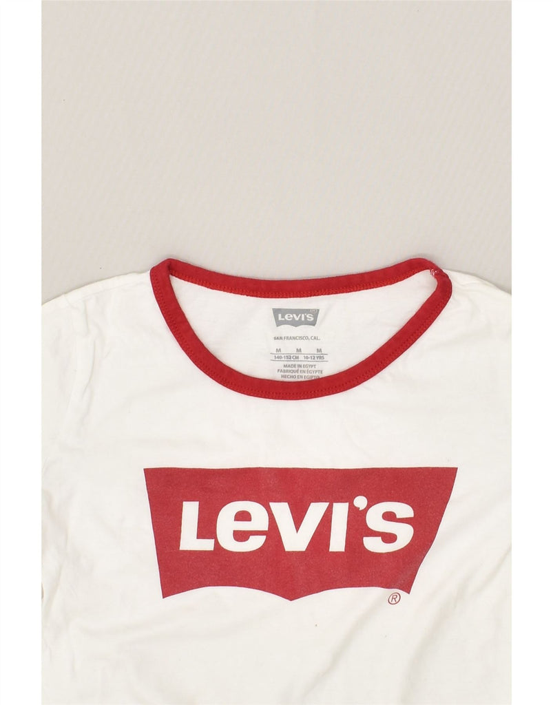 LEVI'S Boys Graphic T-Shirt Top 10-11 Years Medium White Cotton | Vintage Levi's | Thrift | Second-Hand Levi's | Used Clothing | Messina Hembry 