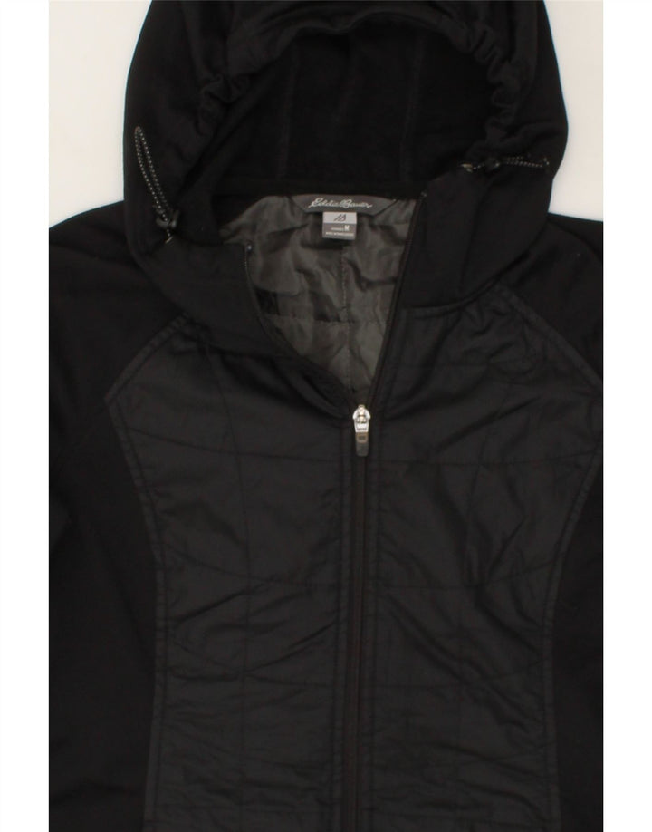 EDDIE BAUER Womens Hooded Bomber Jacket UK 14 Medium Black Polyester Vintage Eddie Bauer and Second-Hand Eddie Bauer from Messina Hembry 
