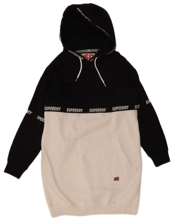 Superdry Womens Graphic Hoodie Dress UK 12 Medium Black Colourblock