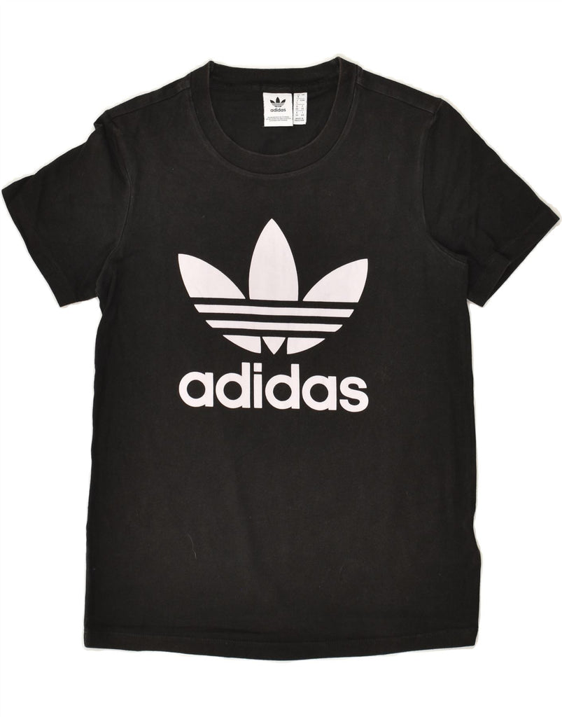 ADIDAS Womens Graphic T-Shirt Top UK 8 Small  Black Cotton | Vintage Adidas | Thrift | Second-Hand Adidas | Used Clothing | Messina Hembry 