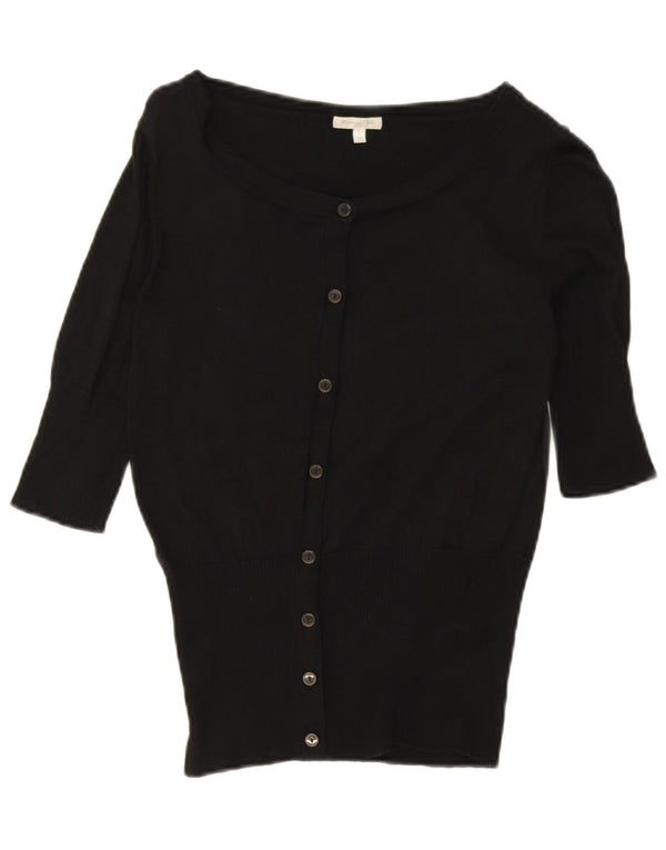 Massimo Dutti Womens Short Sleeve Cardigan Sweater UK 14 Large Black Silk