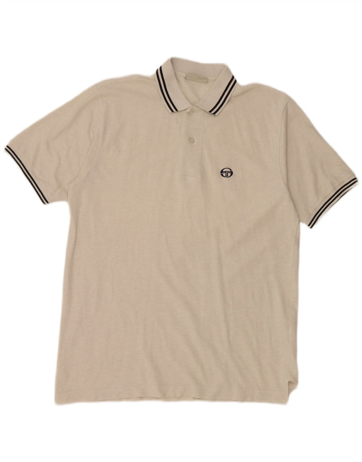 SERGIO TACCHINI Mens Polo Shirt Large Off White Cotton